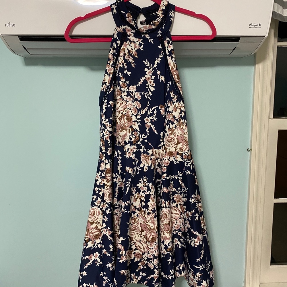 B Darlin Mock Neck Crochet-Trim Fit and Flare Dress